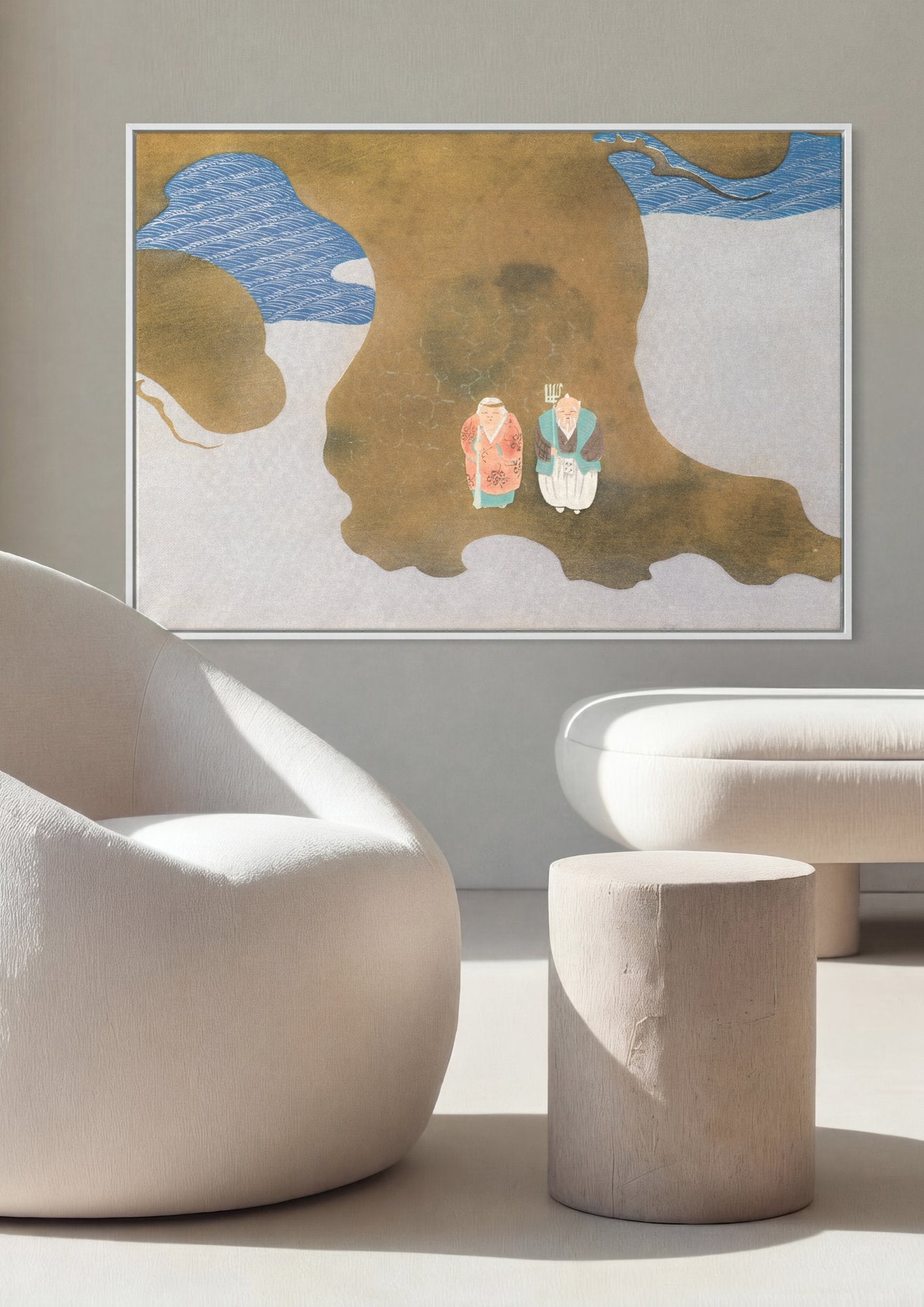 Quadro Decorativo Deuses da Fortuna (Provável) - Kamisaka Sekka em ambiente decorado