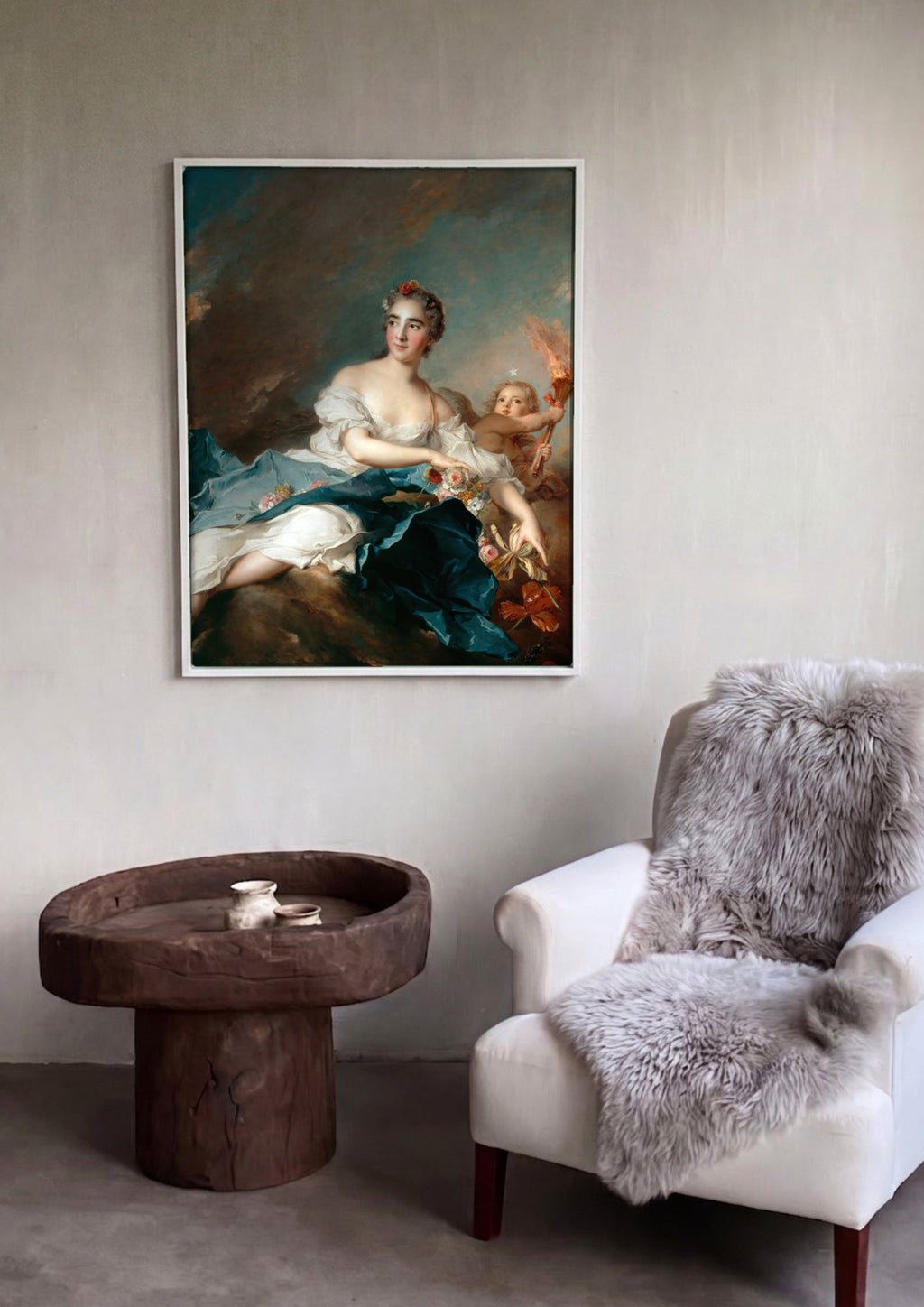Quadro Decorativo A marquesa de Villeroy - Jean-Marc Nattier em ambiente decorado