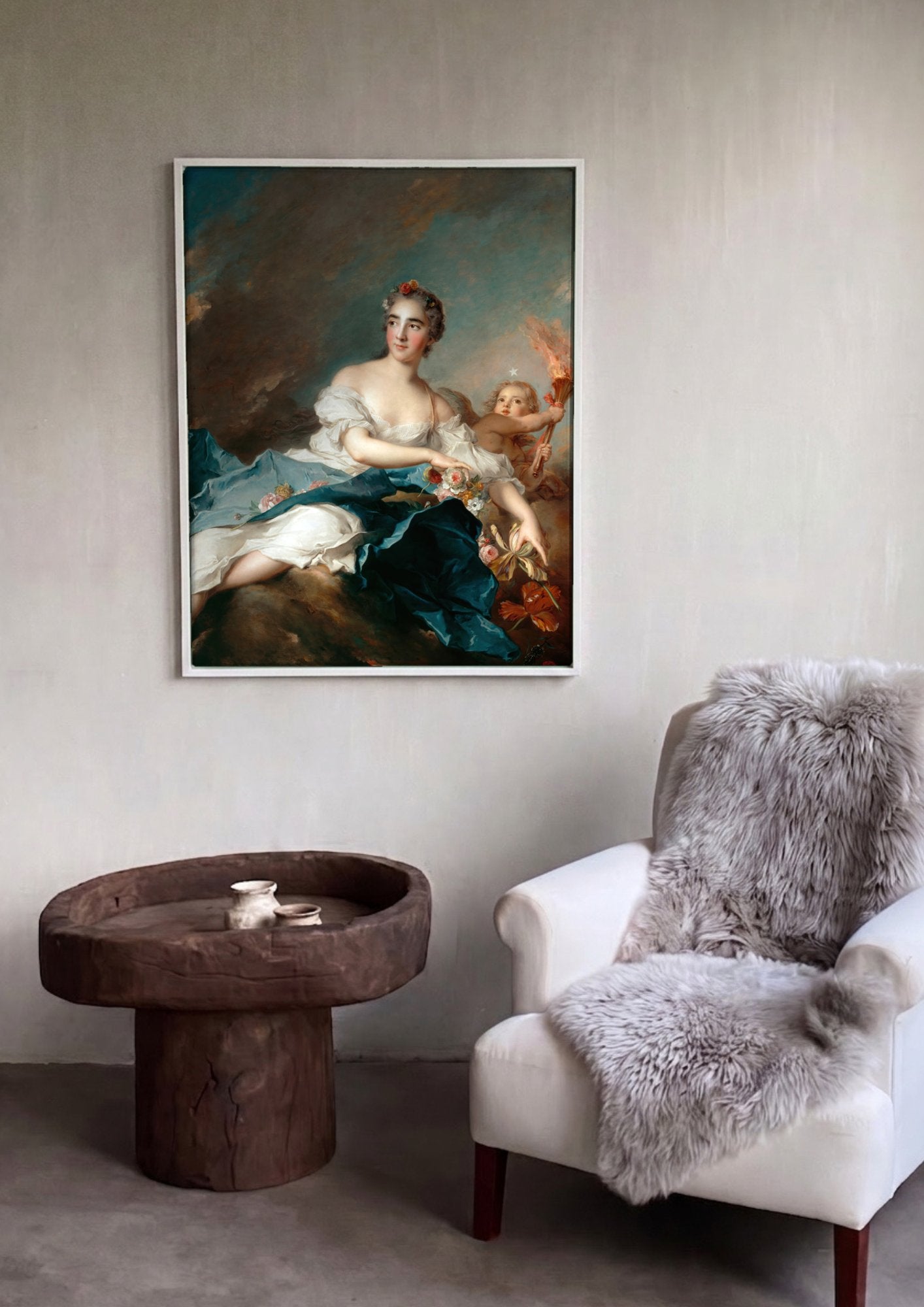 Quadro Decorativo A marquesa de Villeroy - Jean-Marc Nattier em ambiente decorado