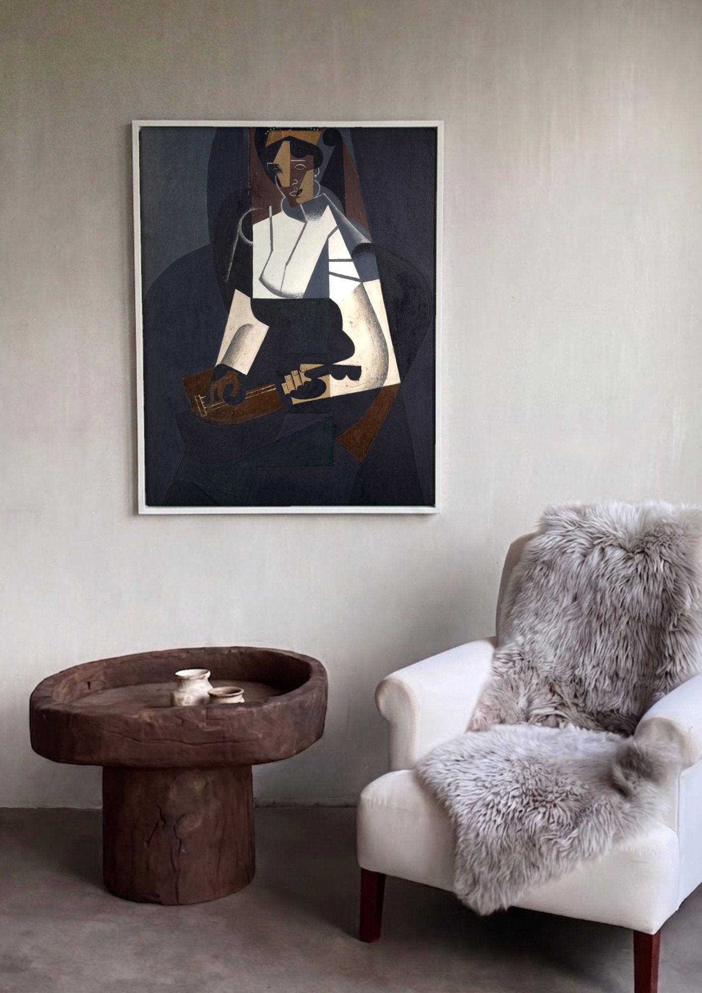 Quadro Decorativo A Mulher com Guitarra - Juan Gris em ambiente decorado