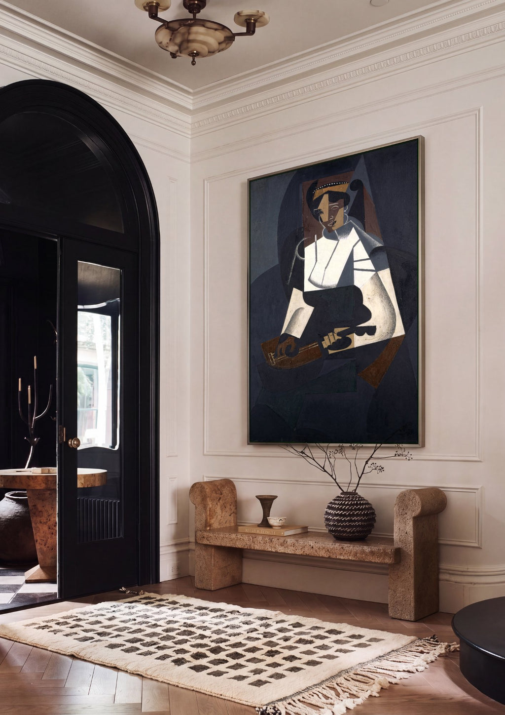 Quadro Decorativo A Mulher com Guitarra - Juan Gris em ambiente decorado
