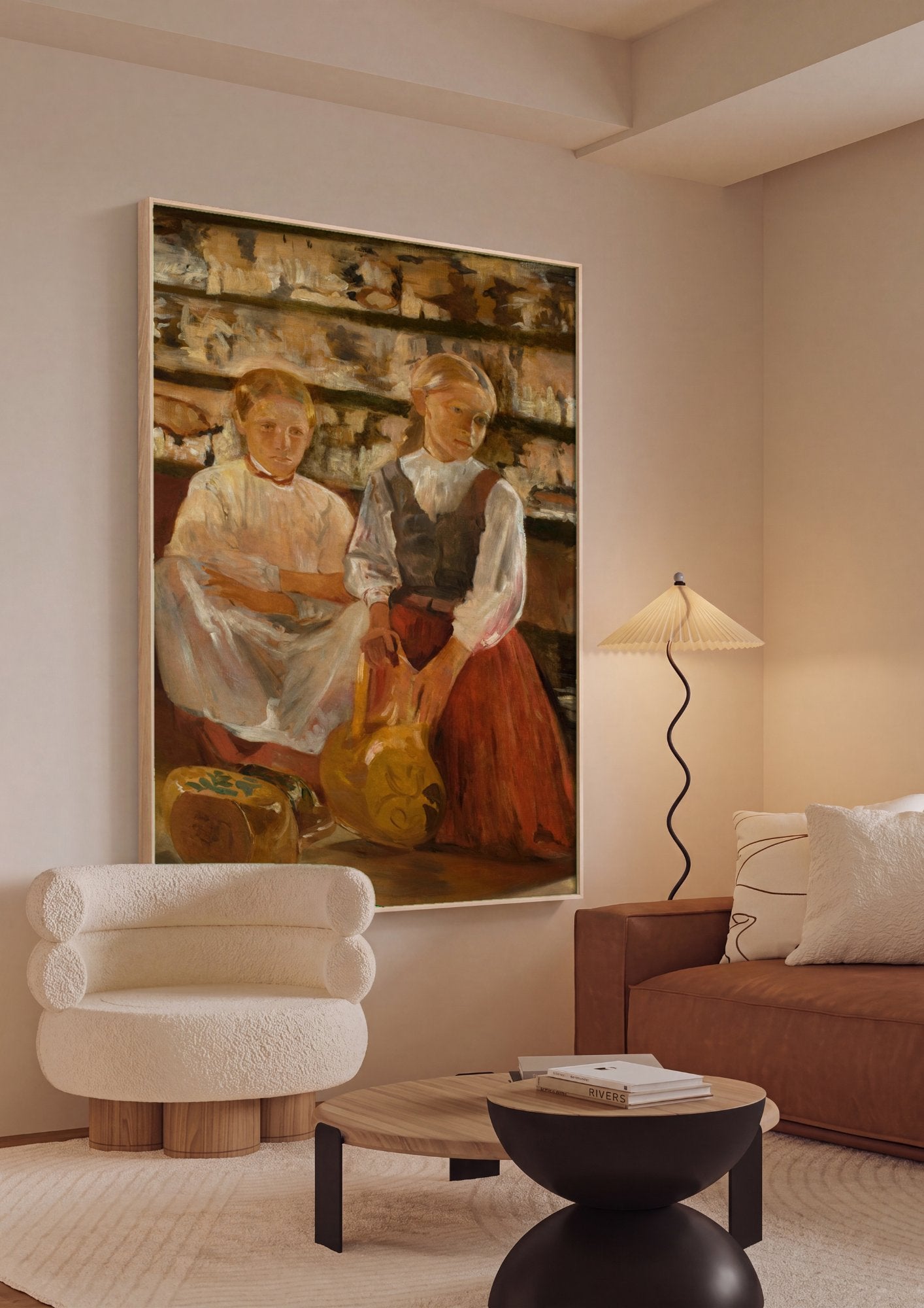 Quadro Decorativo Duas Meninas com Jarra - Jacek Malczewski em ambiente decorado