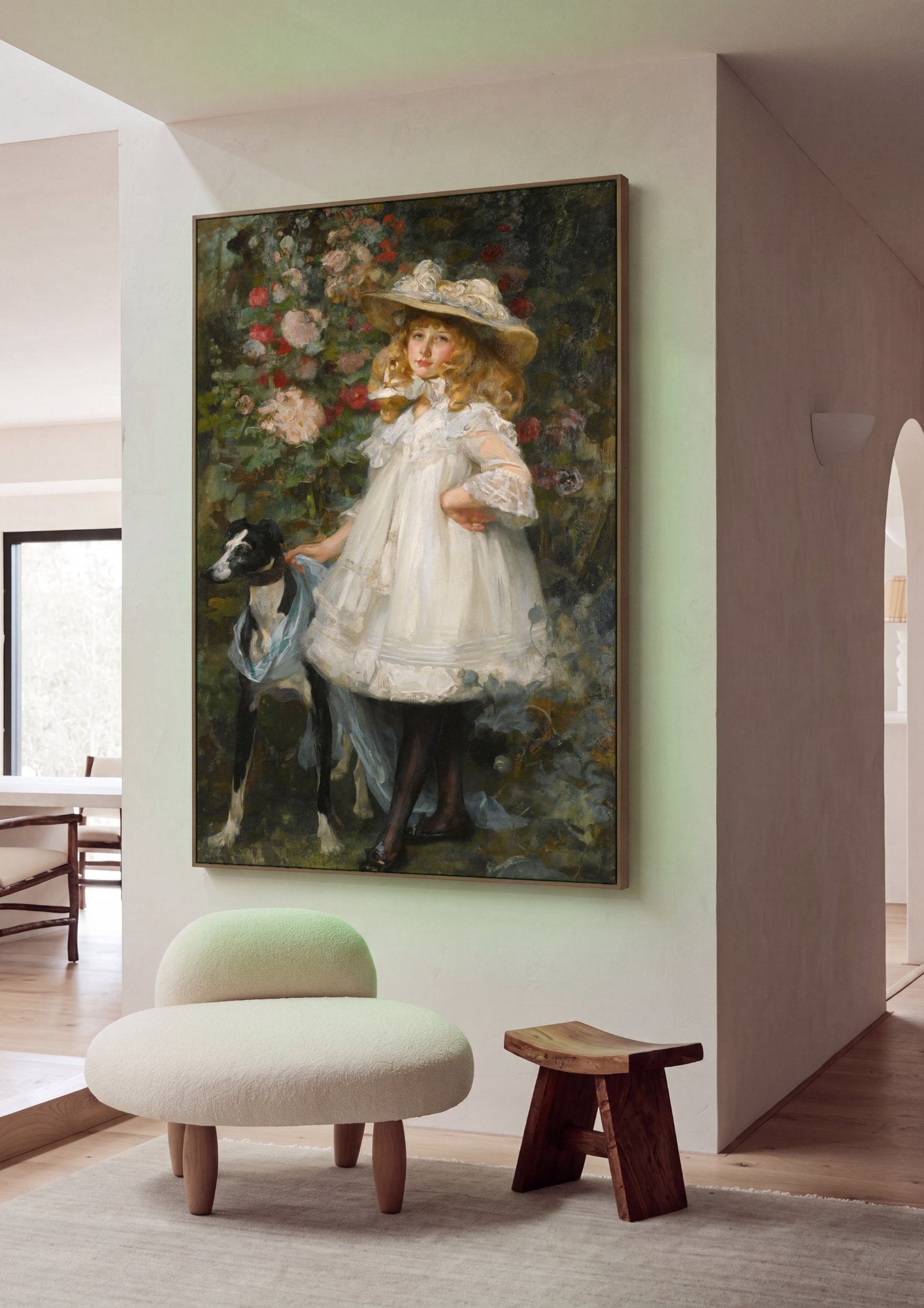 Quadro Decorativo A Menina com Cachorro - James Jebusa Shannon em ambiente decorado
