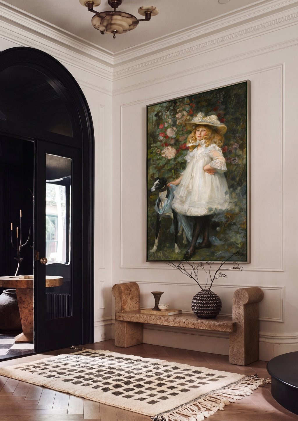 Quadro Decorativo A Menina com Cachorro - James Jebusa Shannon em ambiente decorado