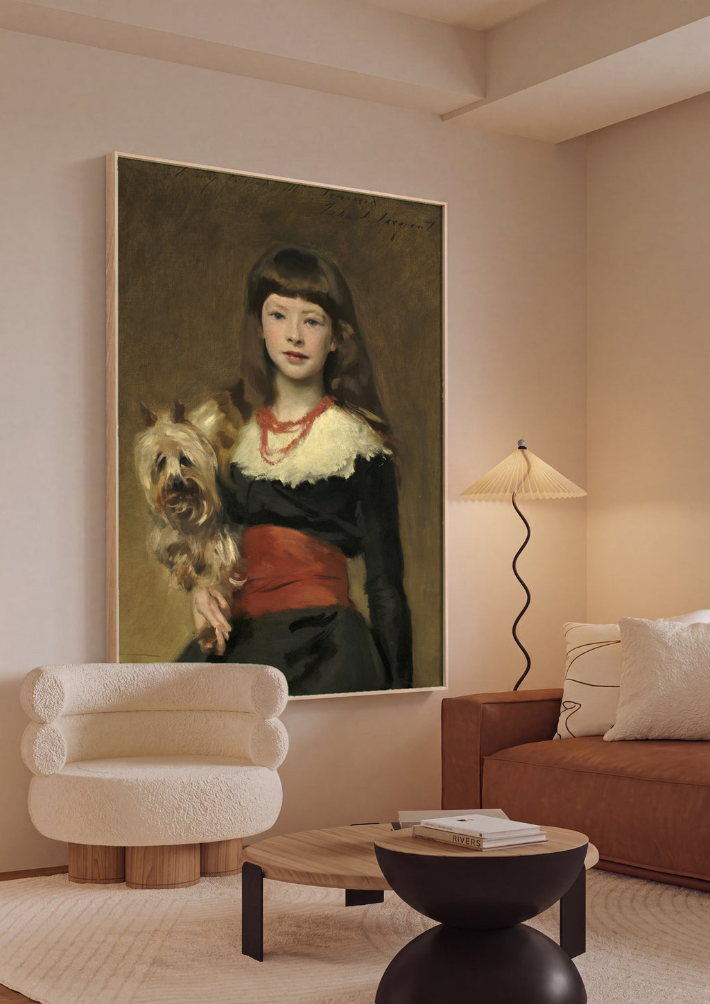 Quadro Decorativo de Menina com Cachorro - John Singer Sargent em ambiente decorado