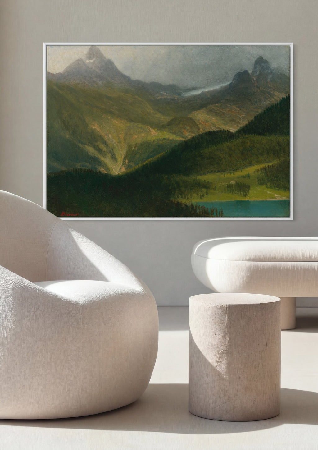 Quadro Decorativo Paisagem Alpina - Bierstadt em ambiente decorado