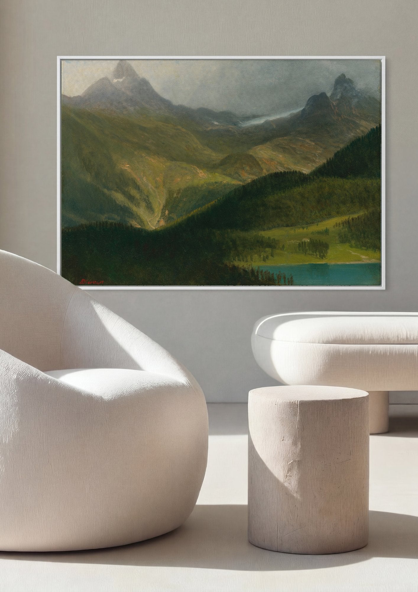 Quadro Decorativo Paisagem Alpina - Bierstadt em ambiente decorado