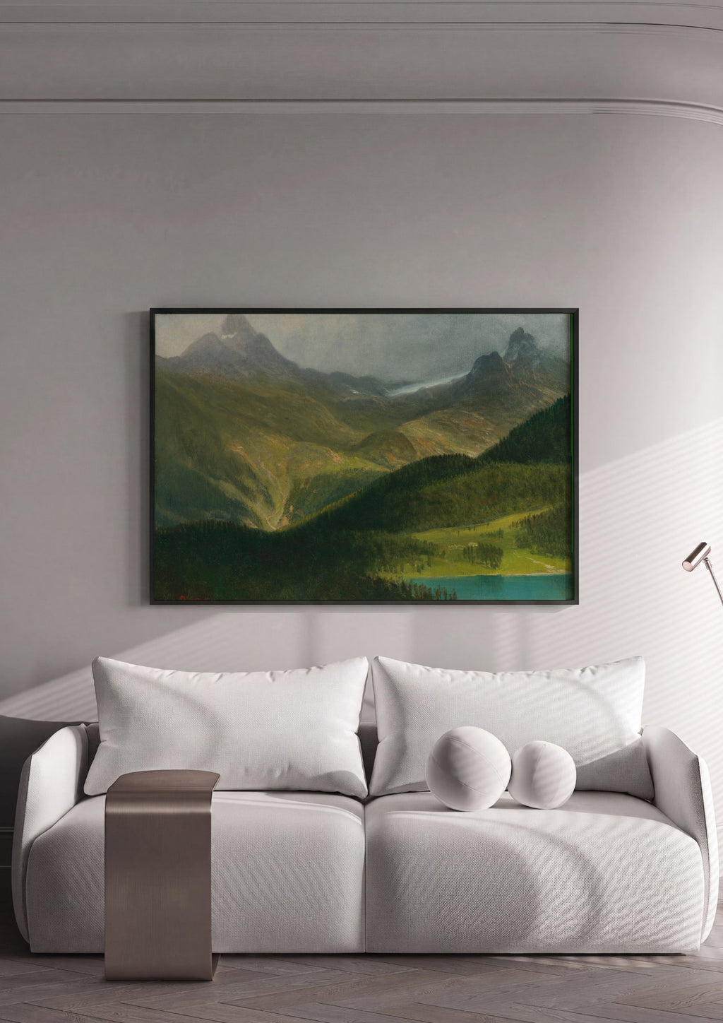 Quadro Decorativo Paisagem Alpina - Bierstadt em ambiente decorado