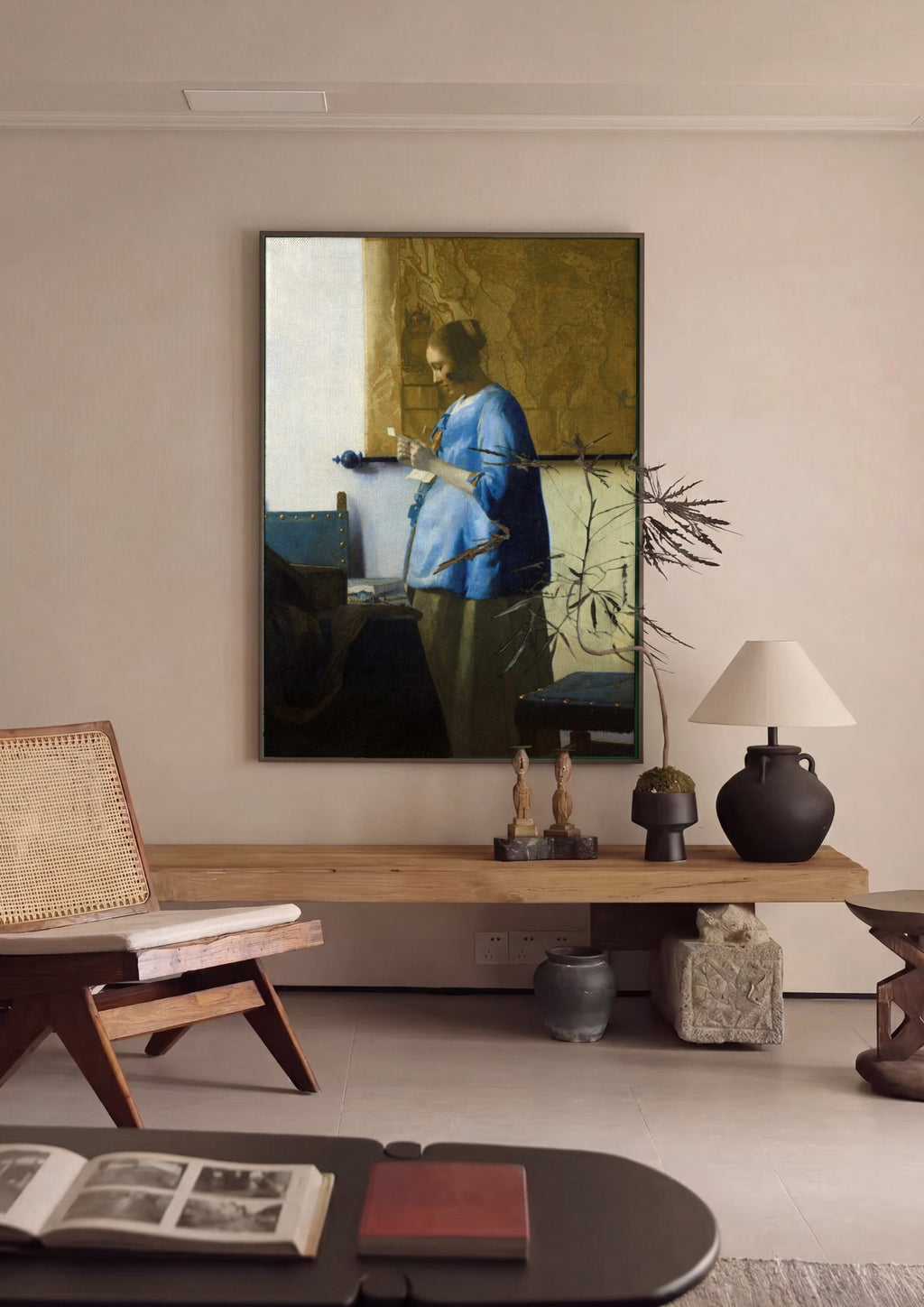Quadro Decorativo Mulher Lendo uma Carta - Vermeer em ambiente decorado