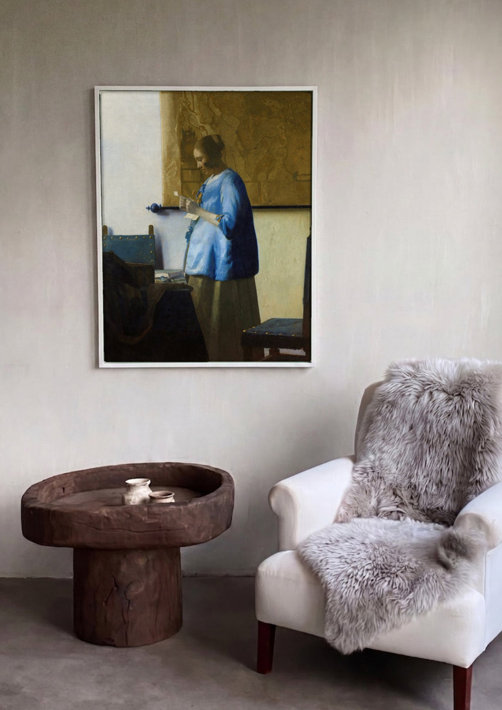 Quadro Decorativo Mulher Lendo uma Carta - Vermeer em ambiente decorado