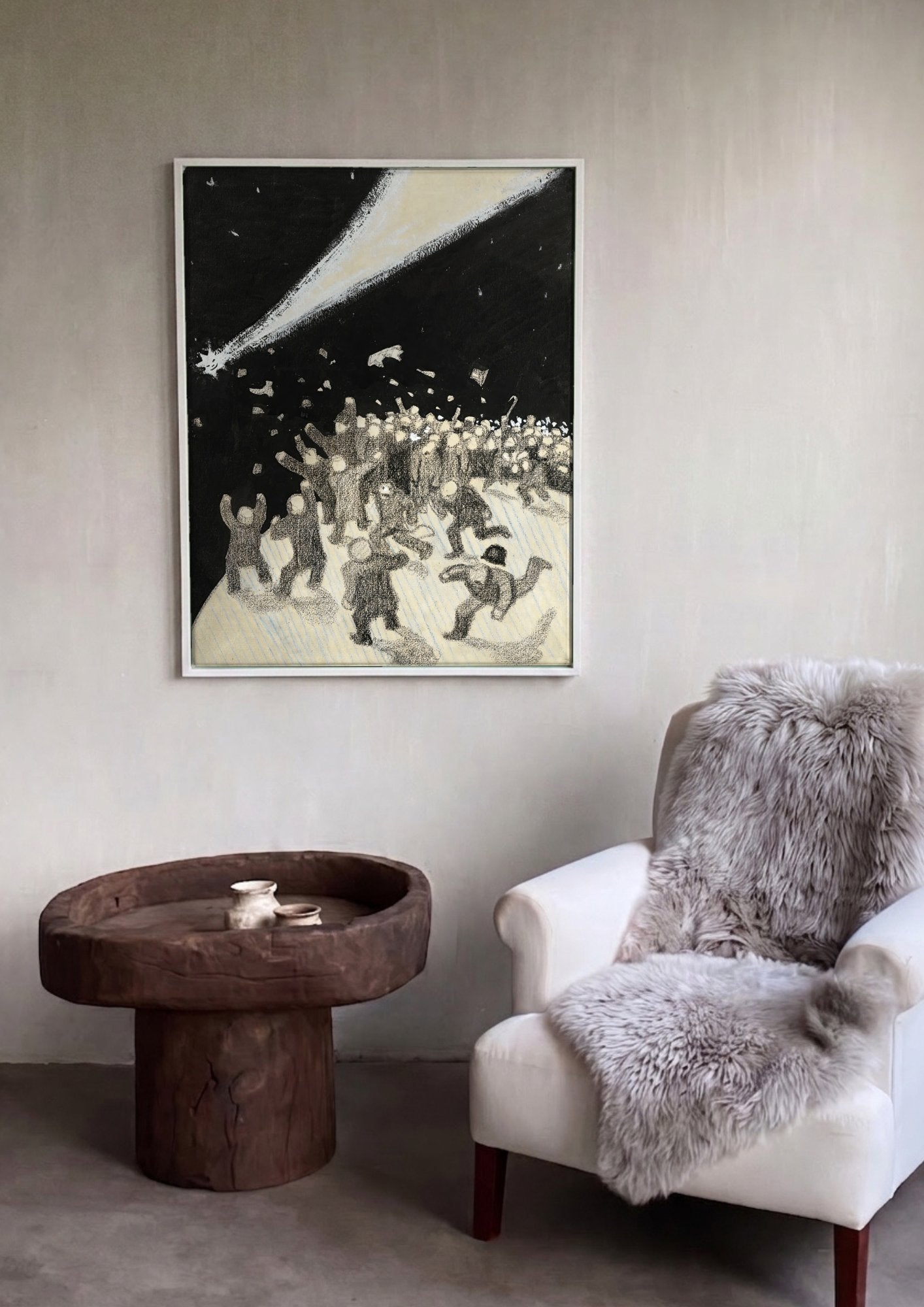 Quadro Decorativo Cometa e Multidão - Artista Desconhecido em ambiente decorado