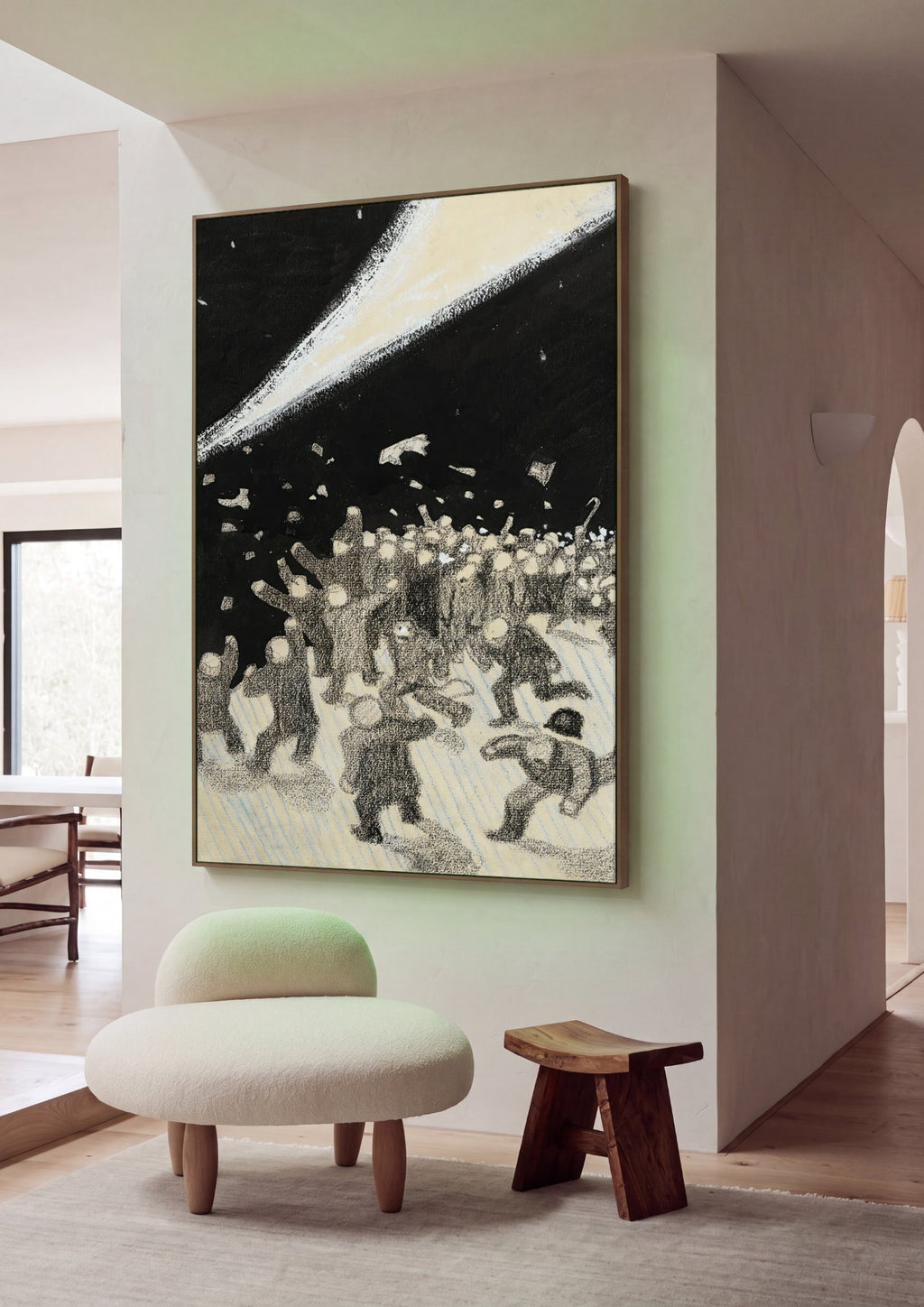 Quadro Decorativo Cometa e Multidão - Artista Desconhecido em ambiente decorado