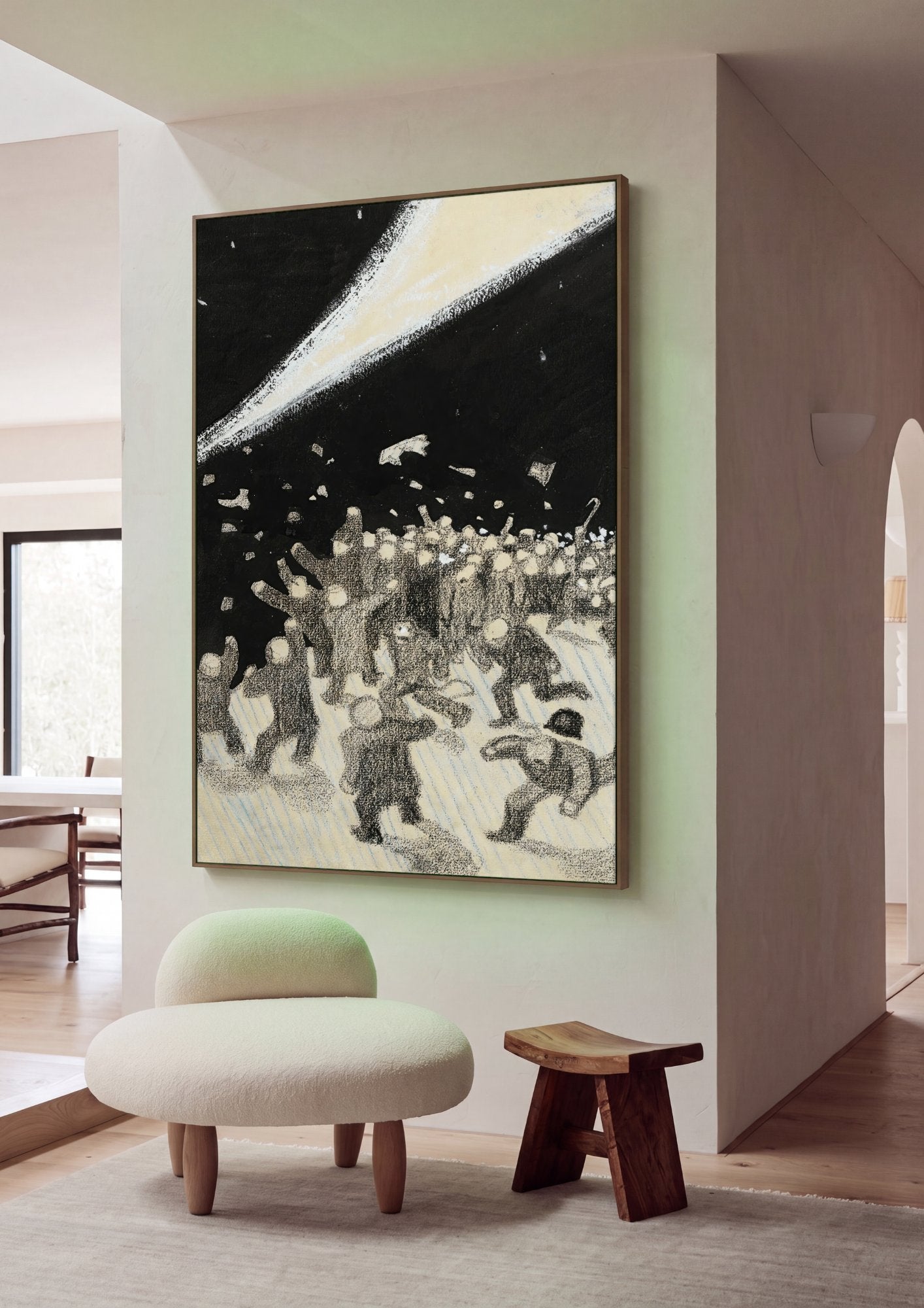 Quadro Decorativo Cometa e Multidão - Artista Desconhecido em ambiente decorado