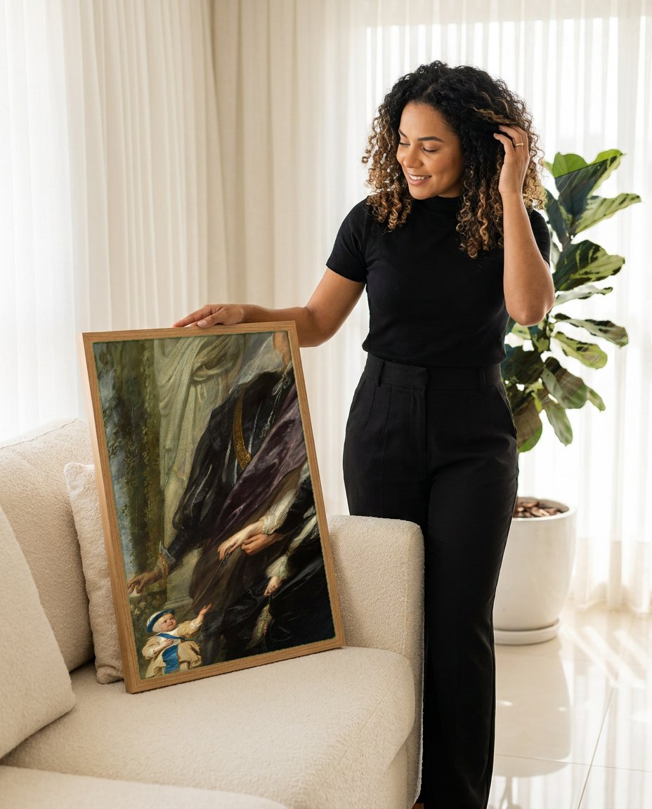 Quadro Decorativo A Família de Rubens - Rubens com modelo em ambiente