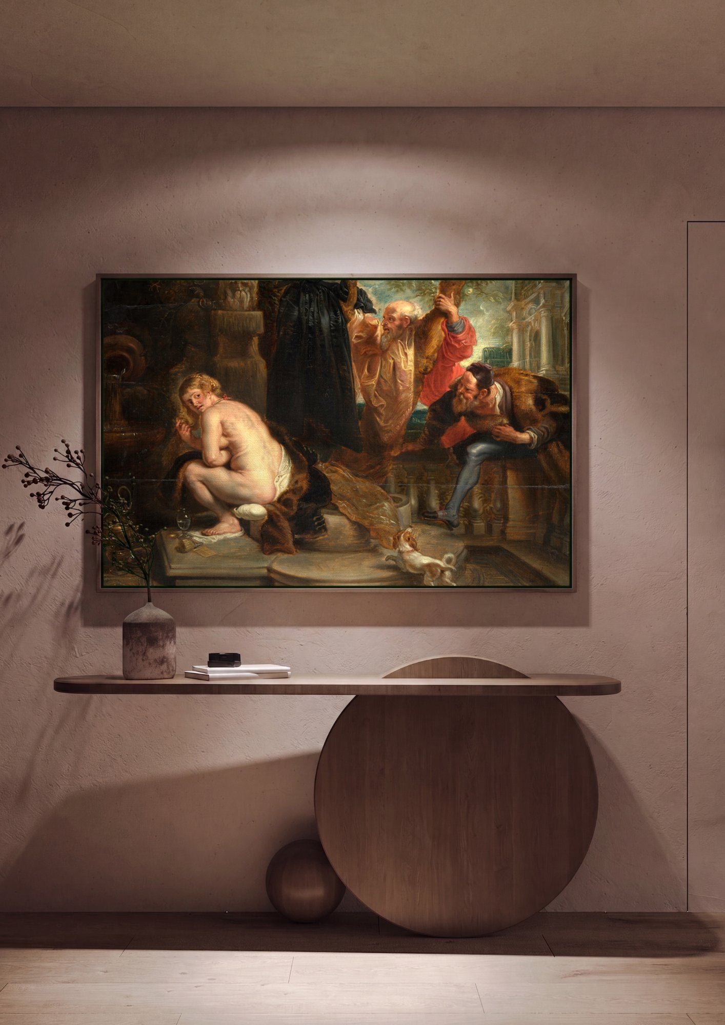 Quadro Decorativo Susana e os Ancioes - Rubens em ambiente decorado