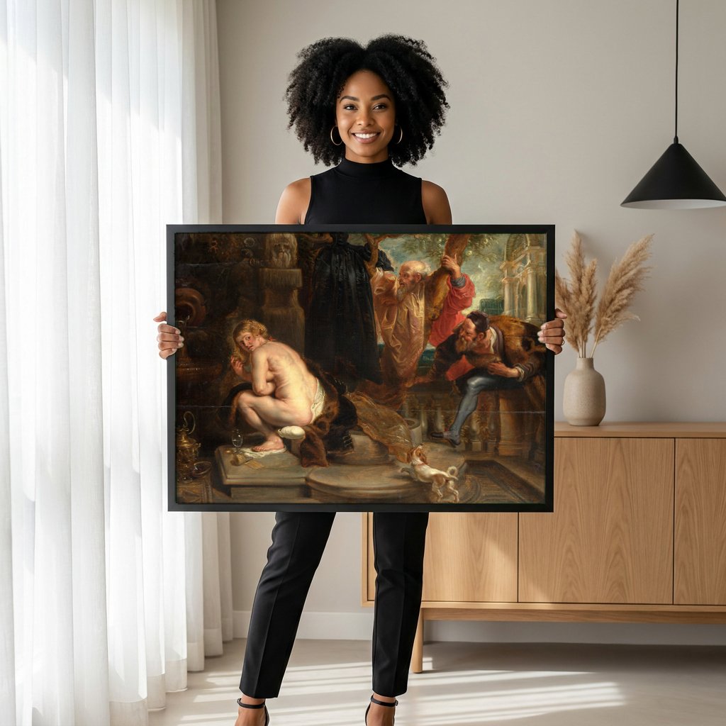 Quadro Decorativo Susana e os Ancioes - Rubens com modelo em ambiente