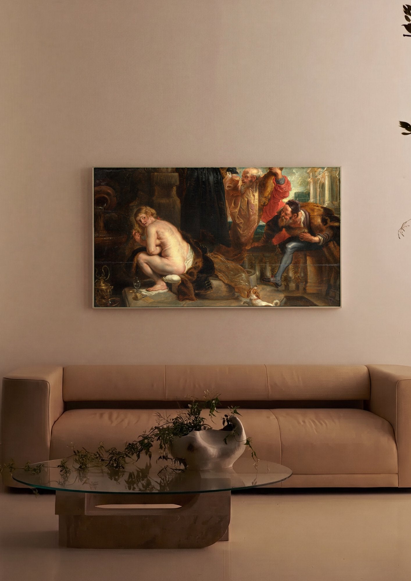 Quadro Decorativo Susana e os Ancioes - Rubens em ambiente decorado