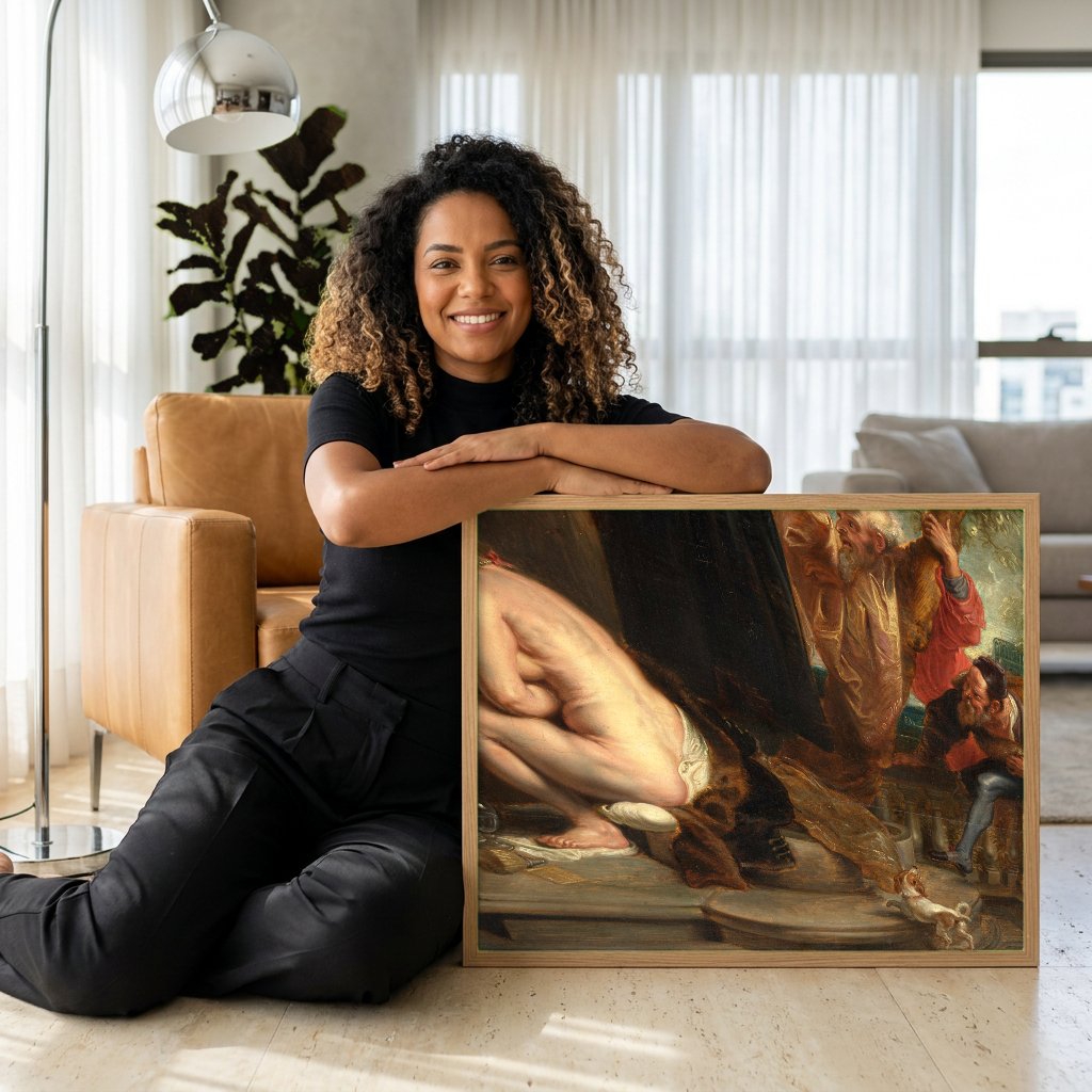 Quadro Decorativo Susana e os Ancioes - Rubens com modelo em ambiente