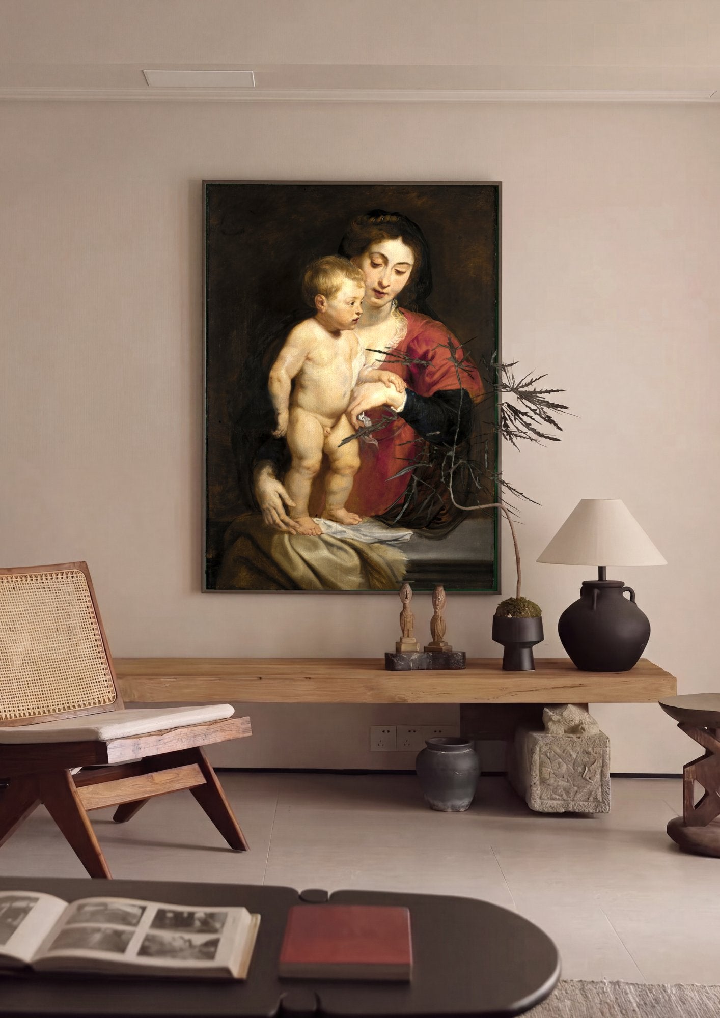 Quadro Decorativo A Virgem e o Menino - Rubens em ambiente decorado