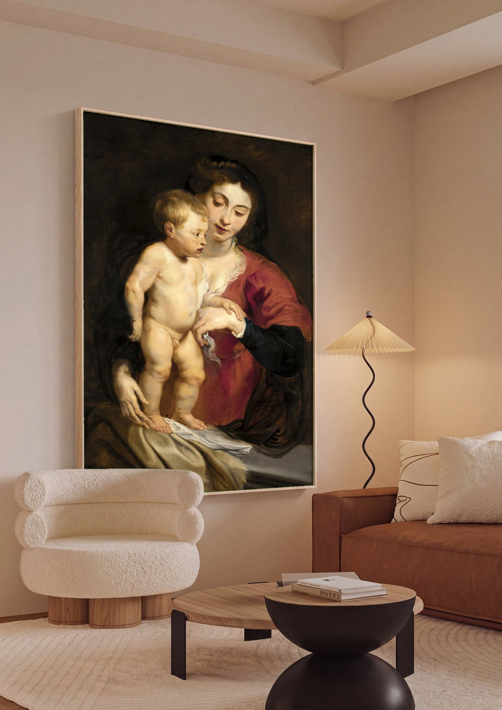 Quadro Decorativo A Virgem e o Menino - Rubens em ambiente decorado