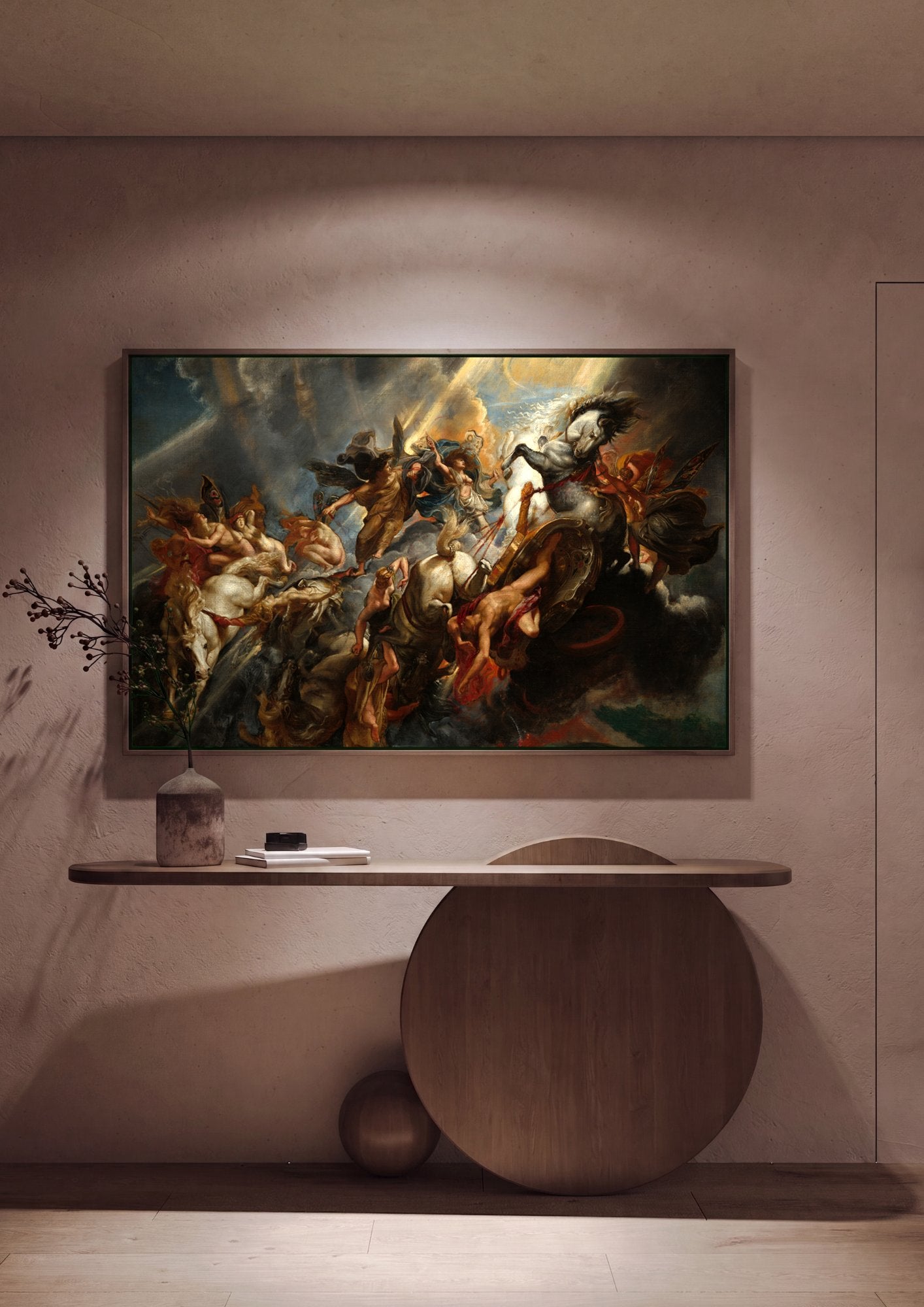 Quadro Decorativo A Queda de Faetonte - Rubens em ambiente decorado