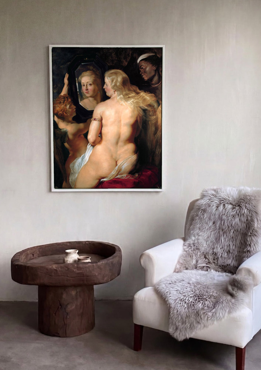 Quadro Decorativo A Vênus ao Espelho - Rubens em ambiente decorado