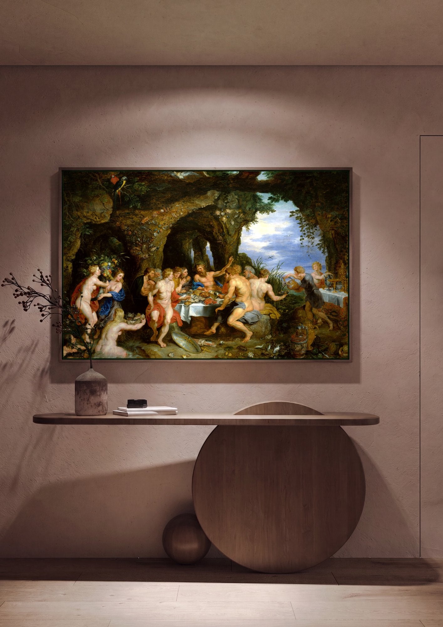 Quadro Decorativo A Festa de Aquário - Rubens em ambiente decorado