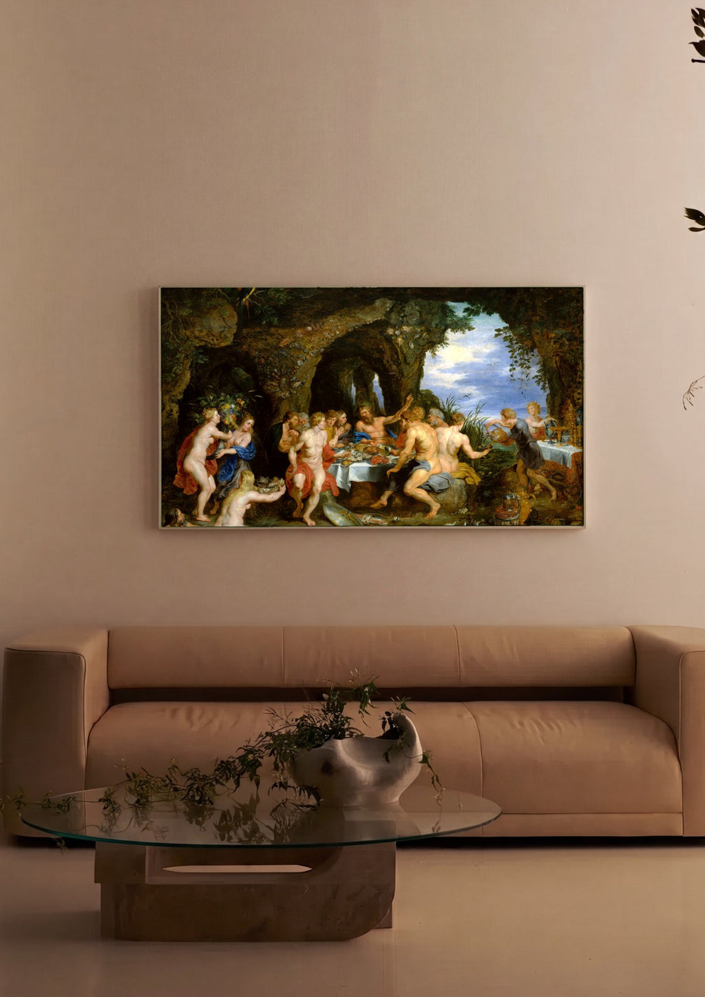 Quadro Decorativo A Festa de Aquário - Rubens em ambiente decorado