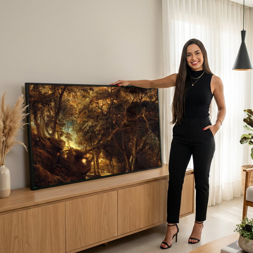 Quadro Decorativo A Caça de Atalanta - Rubens com modelo em ambiente
