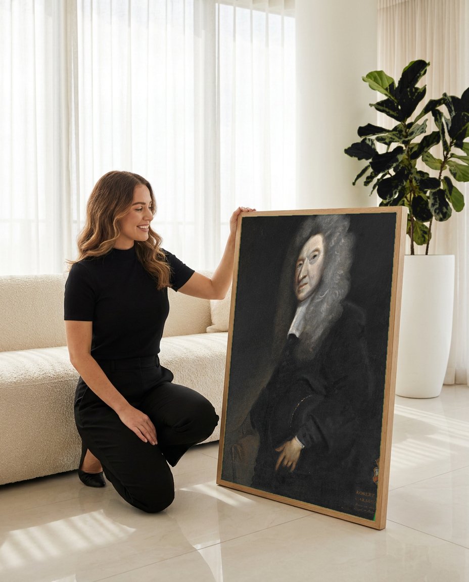 Quadro Decorativo: Retrato de Robert Brudenell - Joshua Reynolds com modelo em ambiente