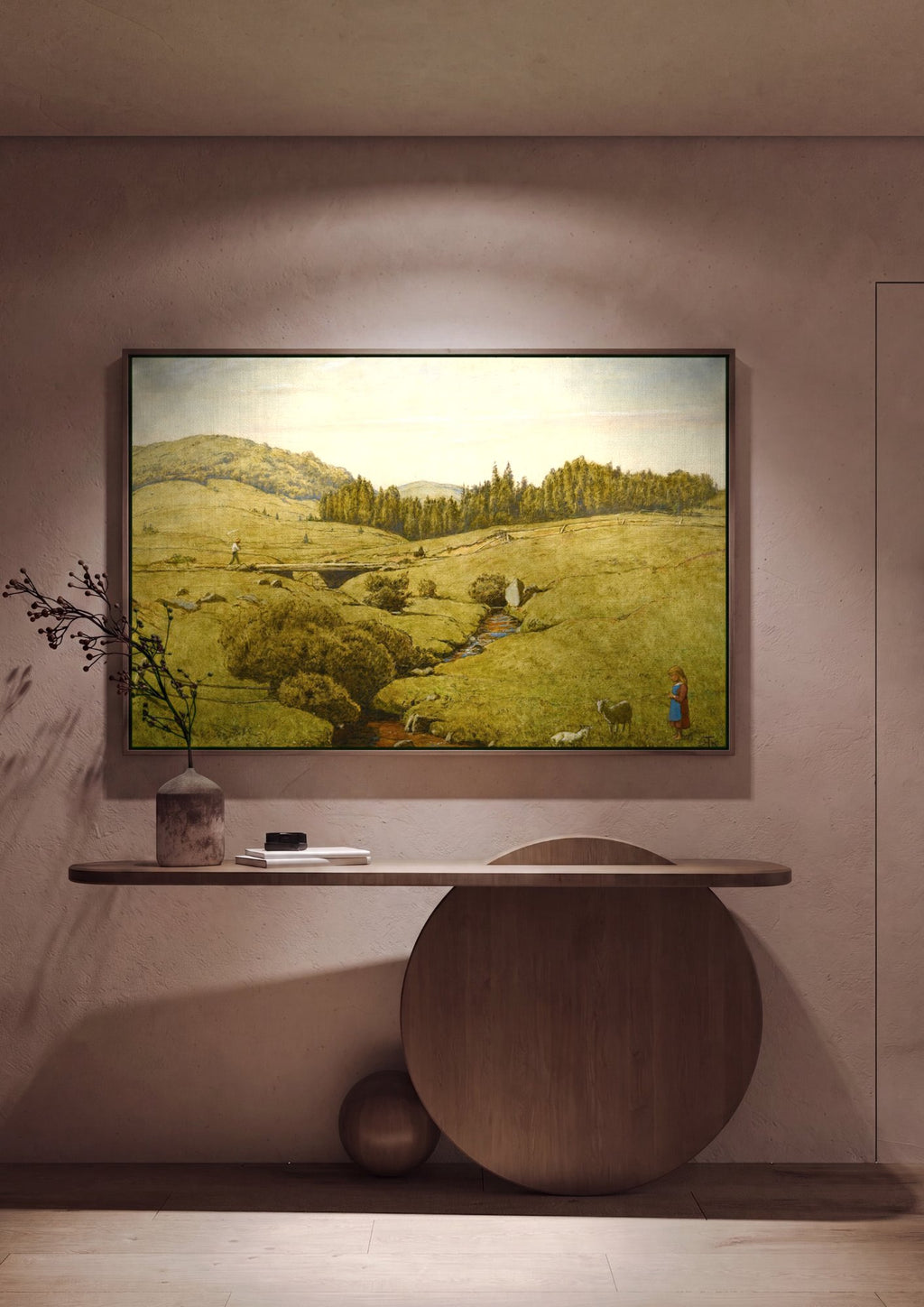 Quadro Decorativo Paisagem com Cenas Rurais - Hans Thoma em ambiente decorado