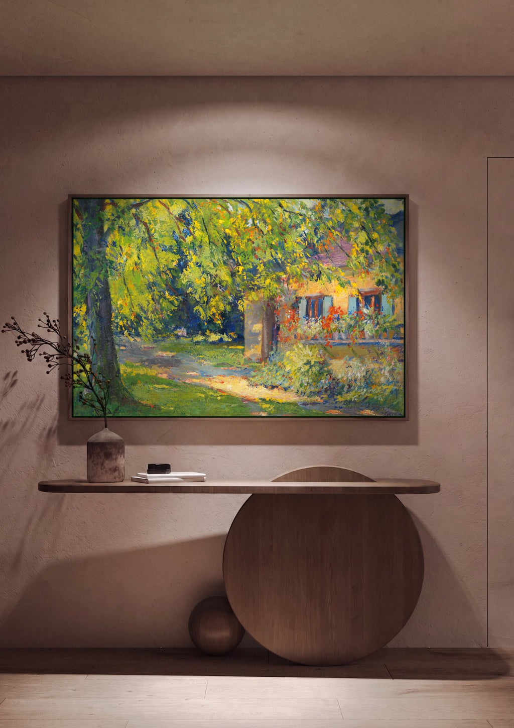 Quadro Decorativo Casa no Campo com Árvores - Edward Cucuel em ambiente decorado