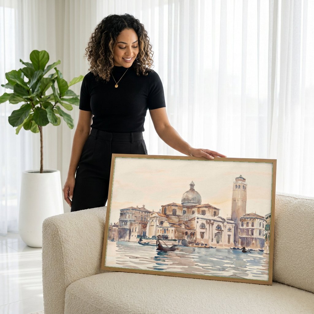 Quadro Decorativo Cenas de Veneza - John Singer Sargent | modelo apresentando o quadro emoldurado