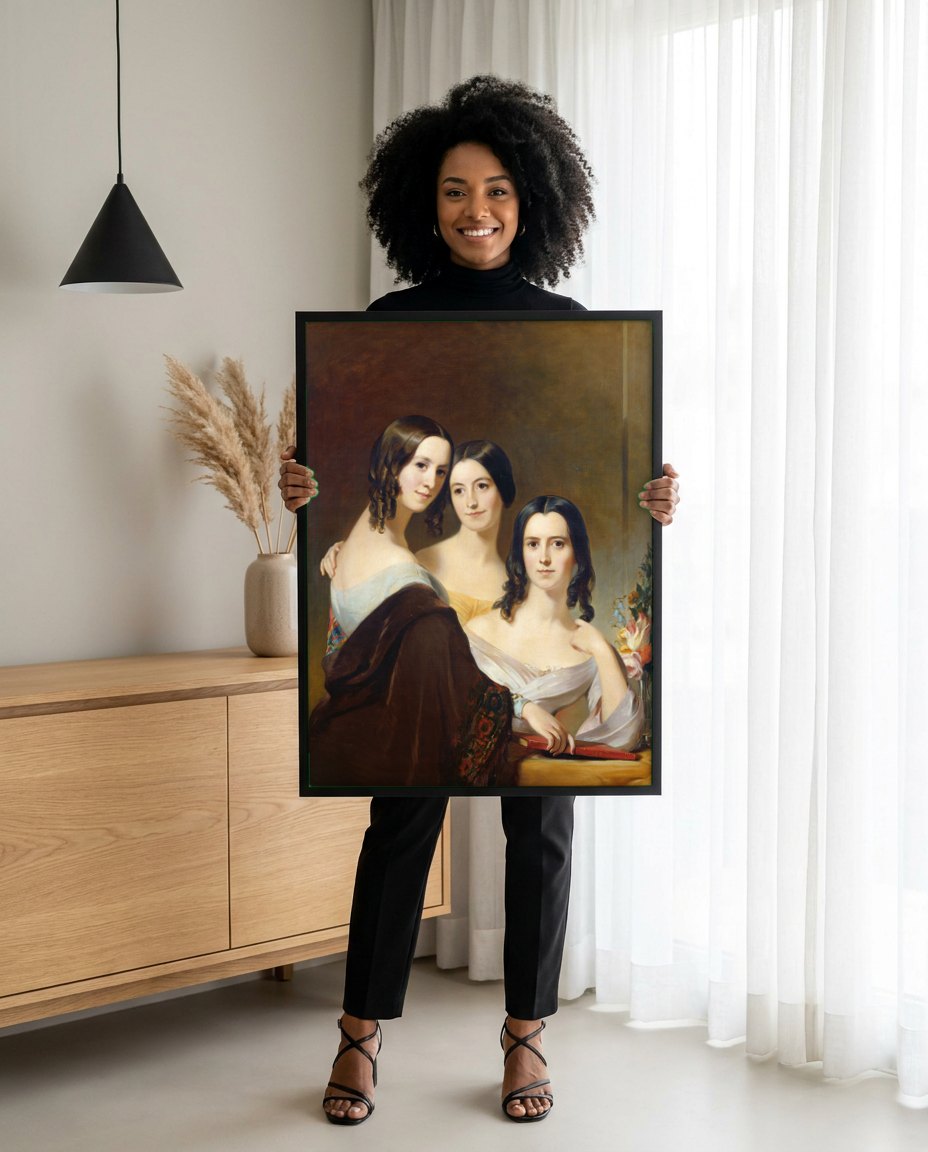 Quadro Decorativo 'As Três Irmãs' - Thomas Sully | modelo apresentando o quadro emoldurado