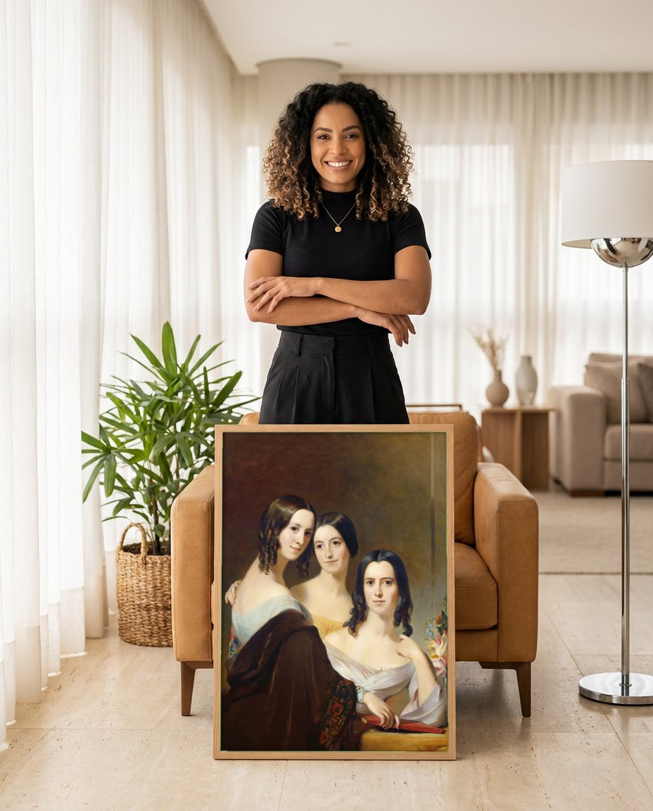 Quadro Decorativo 'As Três Irmãs' - Thomas Sully | modelo apresentando o quadro emoldurado