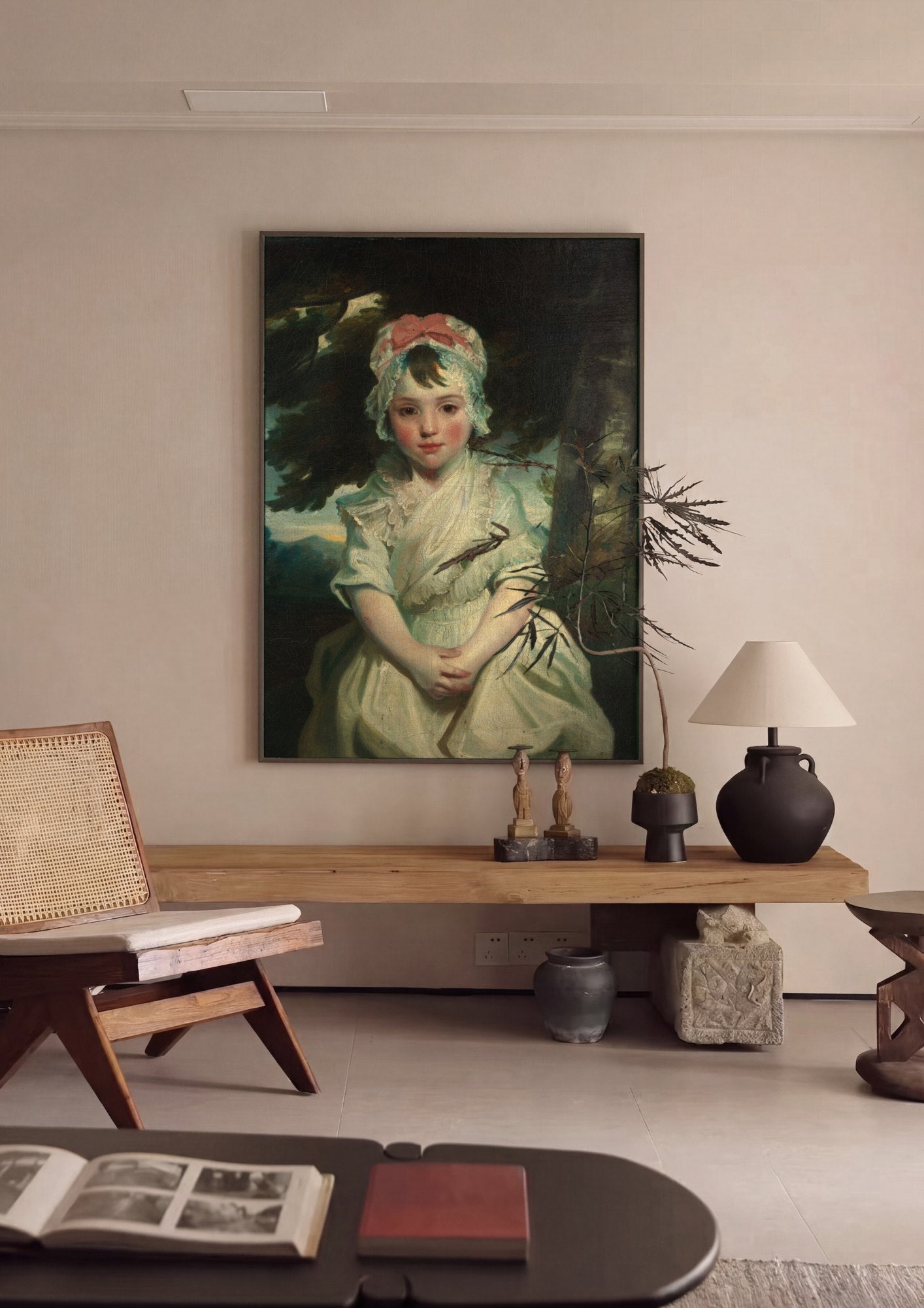Quadro Decorativo A Menina com Touca Rosa - Reynolds | quadro emoldurado na parede