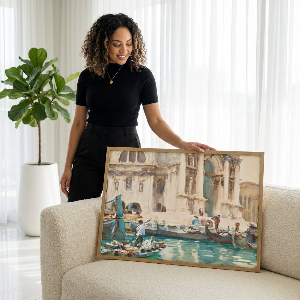 Quadro Decorativo Cenas de Veneza - John Singer Sargent | modelo apresentando o quadro emoldurado