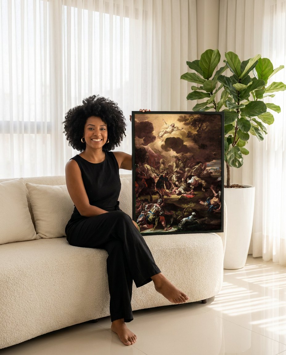 Quadro Decorativo A Conversão de Saulo - Solimena | modelo apresentando o quadro emoldurado