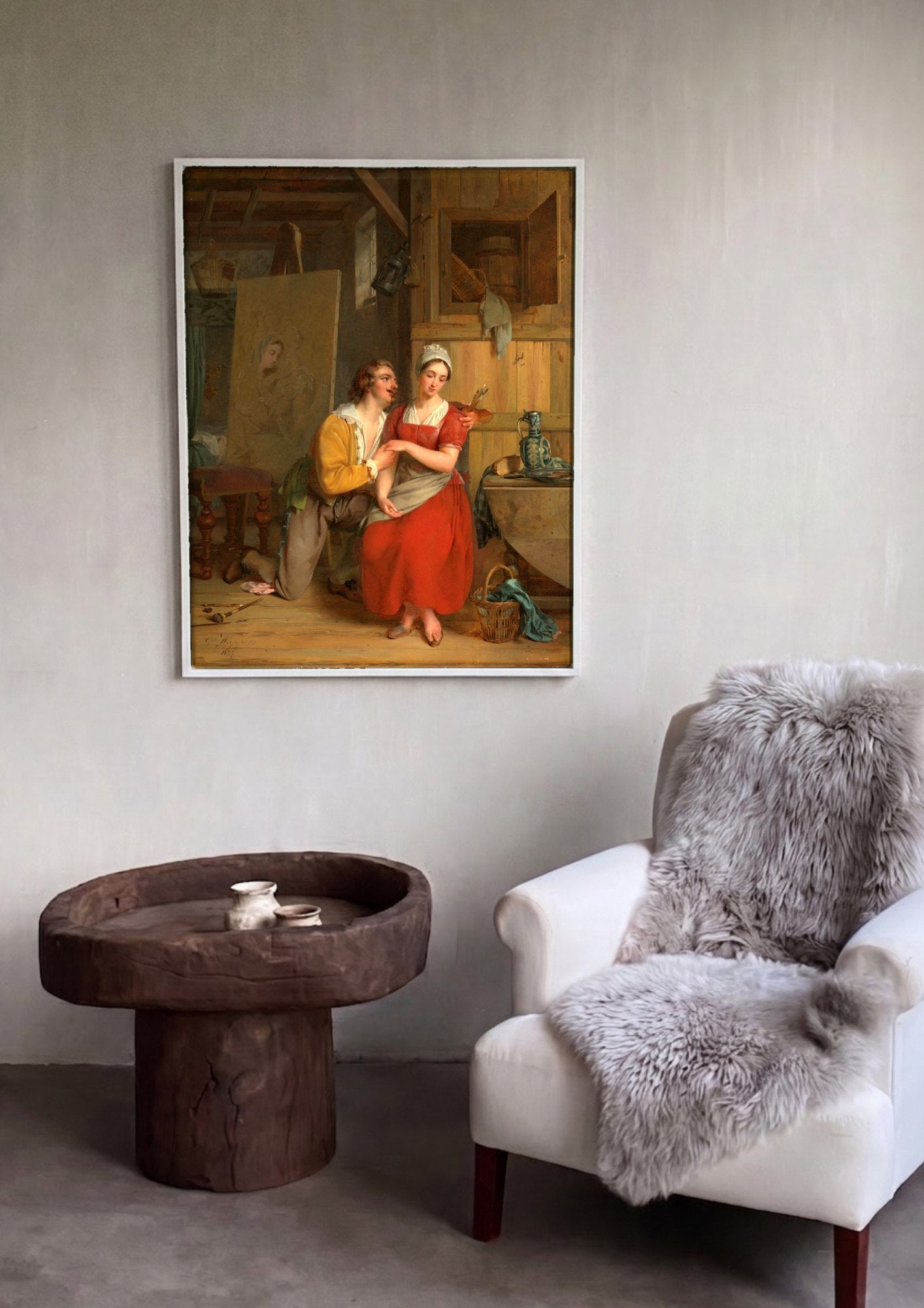 Quadro Decorativo A Oferta do Pintor - Gustaf Wappers | quadro emoldurado na parede