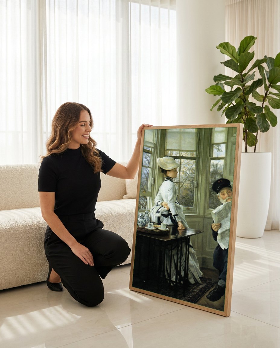 Quadro Decorativo A Despedida - James Tissot | modelo apresentando o quadro emoldurado