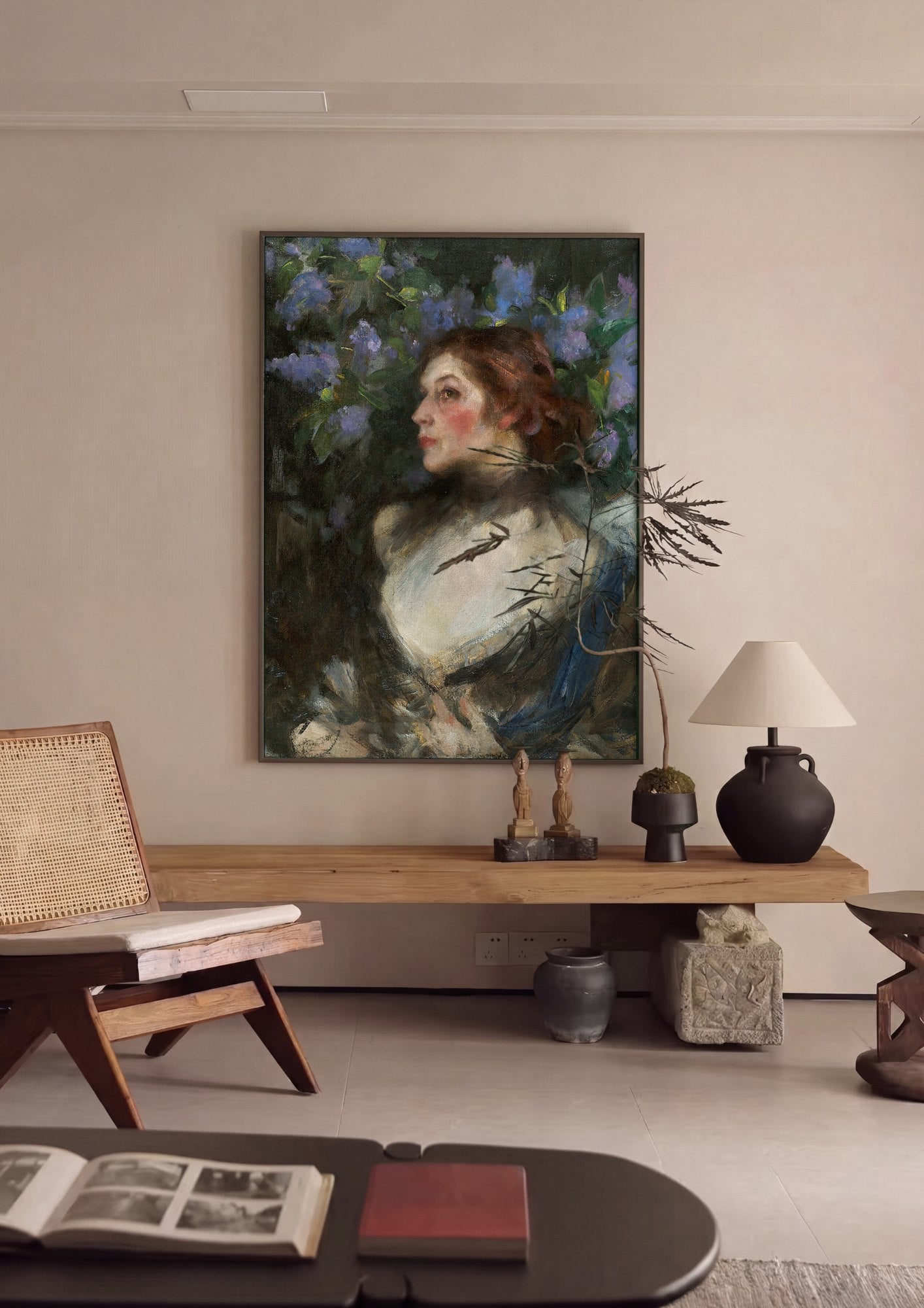 Quadro Decorativo A Dama do Lilás - James Jebusa Shannon | quadro emoldurado na parede