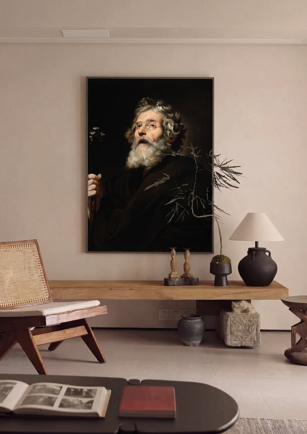 Quadro Decorativo Homem Velho com Flores - Jusepe de Ribera | quadro emoldurado na parede