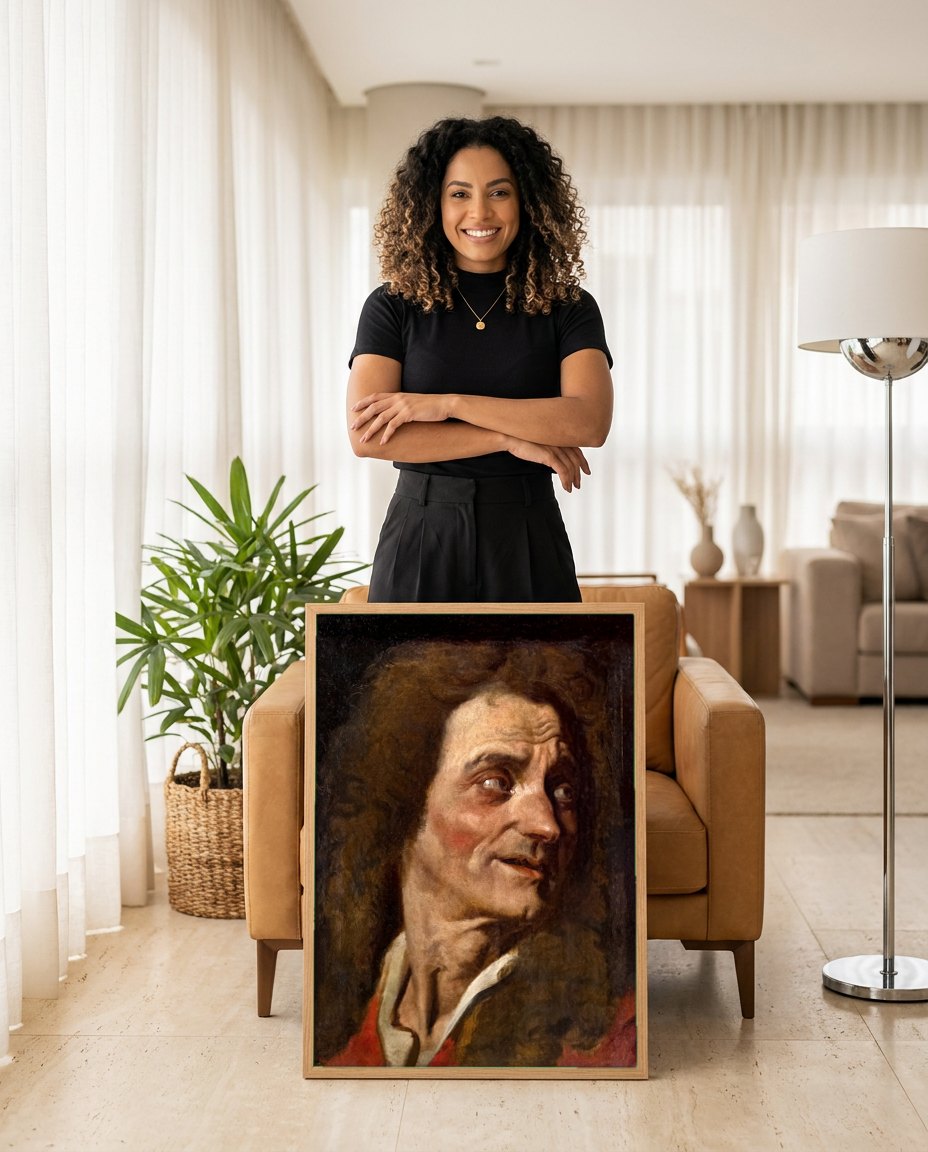 Quadro Decorativo A Expressão - Jean-Auguste Dominique Ingres | modelo apresentando o quadro emoldurado