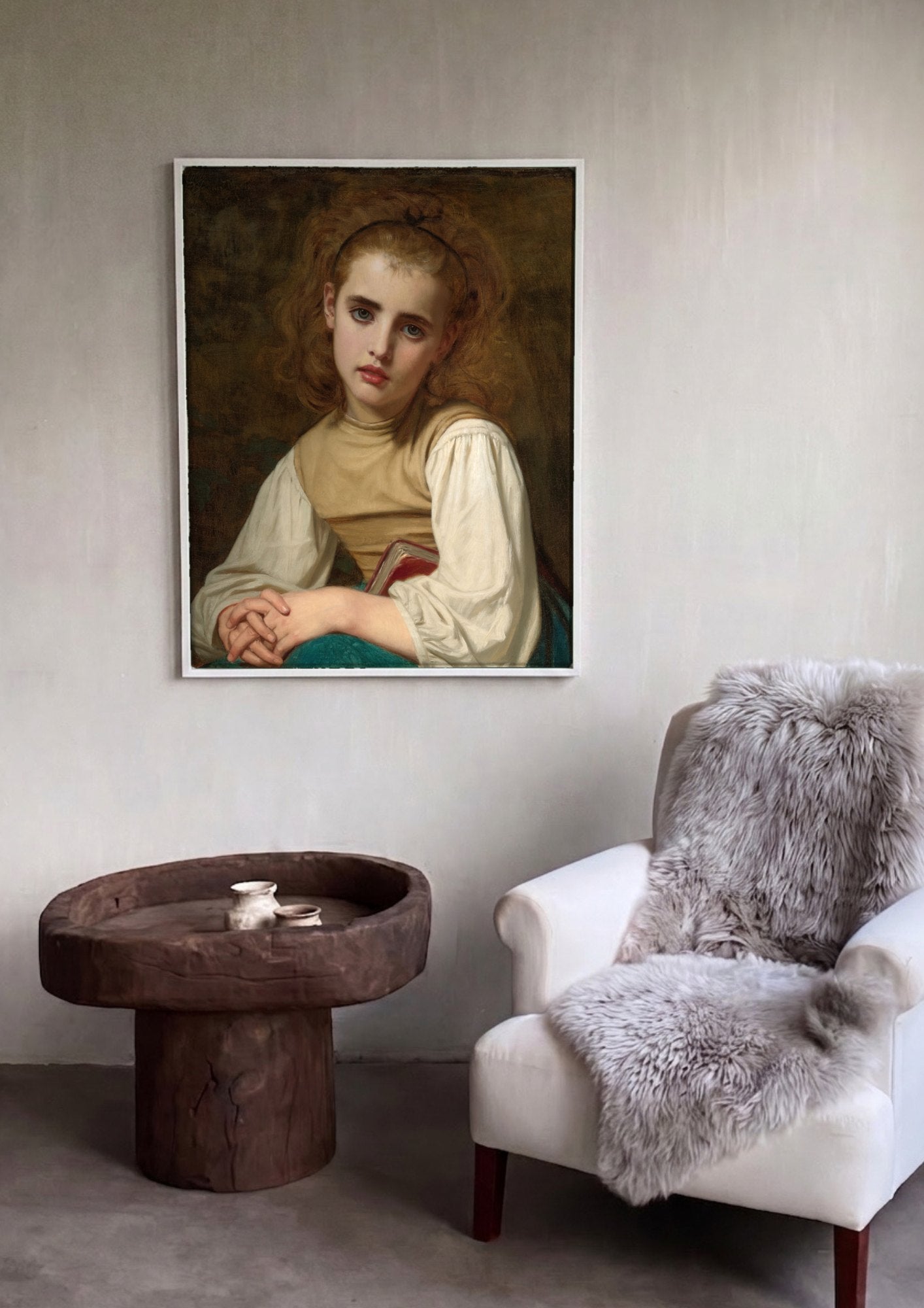 Quadro Decorativo A Jovem Leitora - Hugues Merle | quadro emoldurado na parede