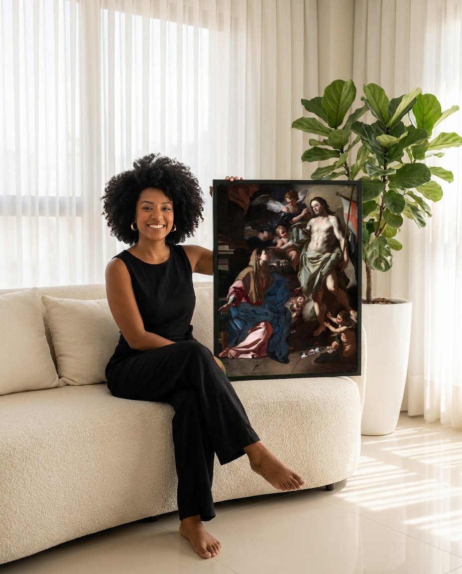 Quadro Decorativo A Ressurreição de Cristo - Francesco Solimena | modelo apresentando o quadro emoldurado