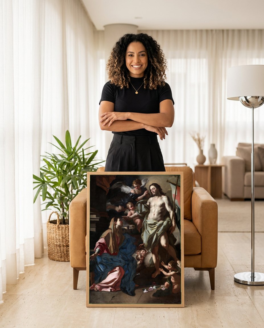 Quadro Decorativo A Ressurreição de Cristo - Francesco Solimena | modelo apresentando o quadro emoldurado