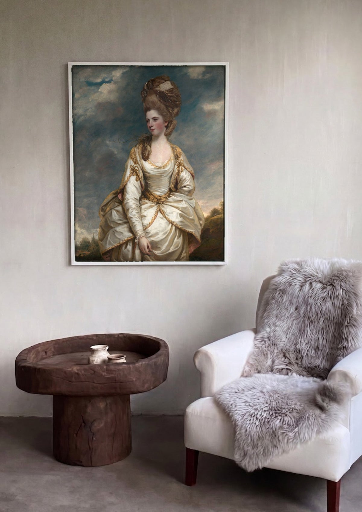 Quadro Decorativo Senhora com Traje de Seda - Sir Joshua Reynolds | quadro emoldurado na parede