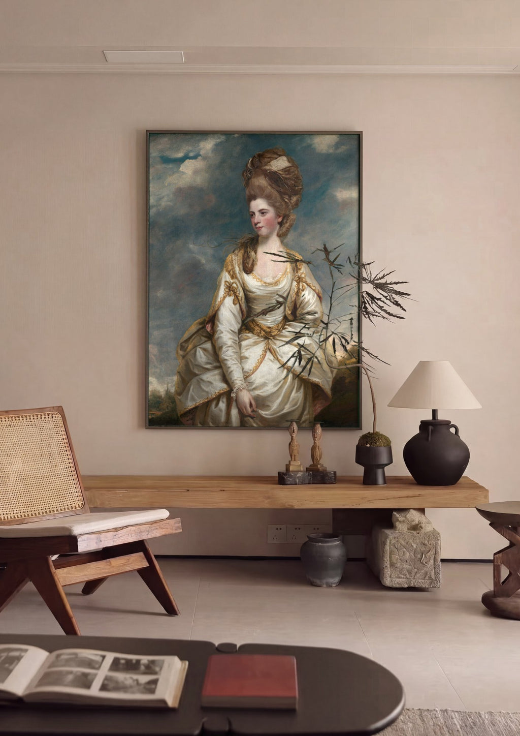 Quadro Decorativo Senhora com Traje de Seda - Sir Joshua Reynolds | quadro emoldurado na parede