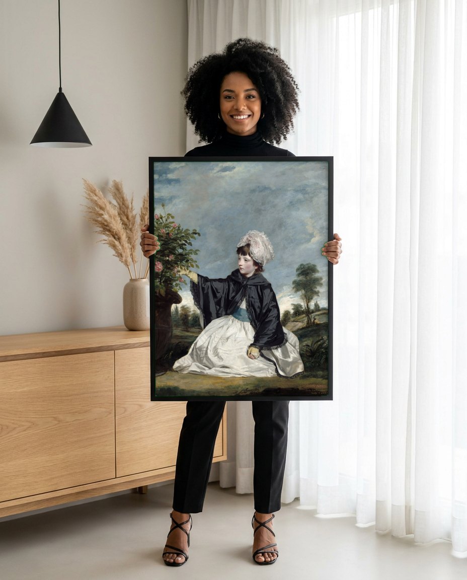 Quadro Decorativo Lady Caroline Howard - Sir Joshua Reynolds | modelo apresentando o quadro emoldurado