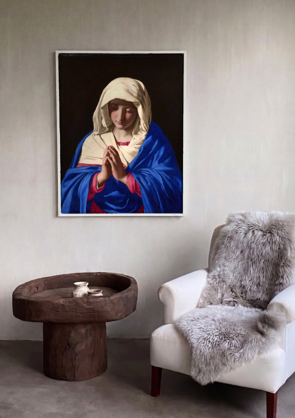 Quadro Decorativo A Virgem em Oração - Sassoferrato | quadro emoldurado na parede